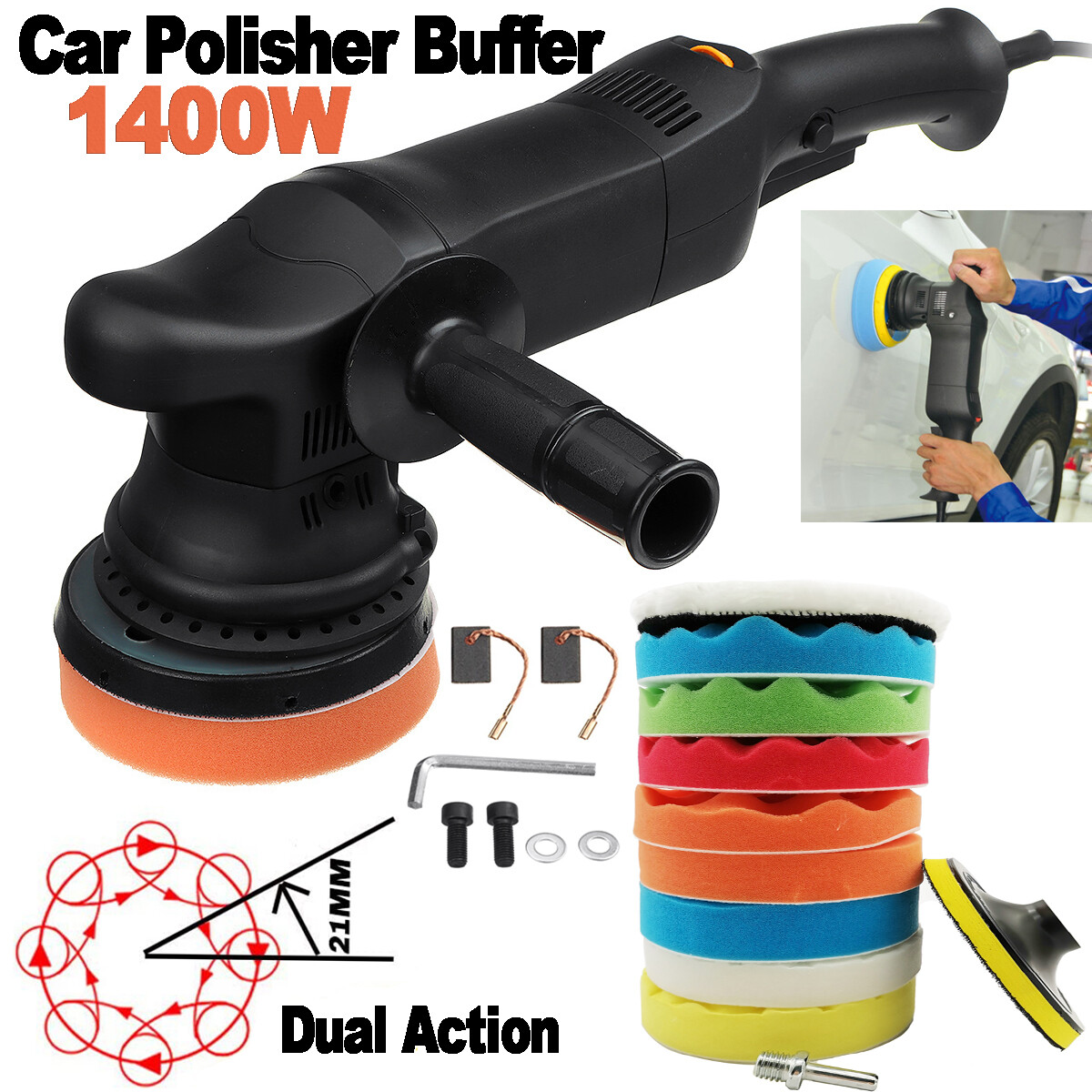 Premium Dual Action Car Polisher Buffer Sander 6&Prime; Polishing Waxing Machine Pads