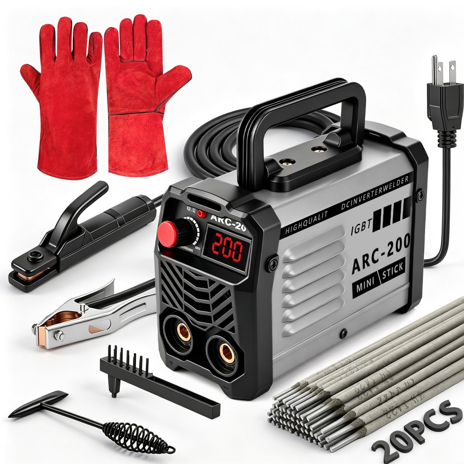 Hpoouo 200Amp 20PCS Rods Stick Welder, Super MINI Portable Welding Machine