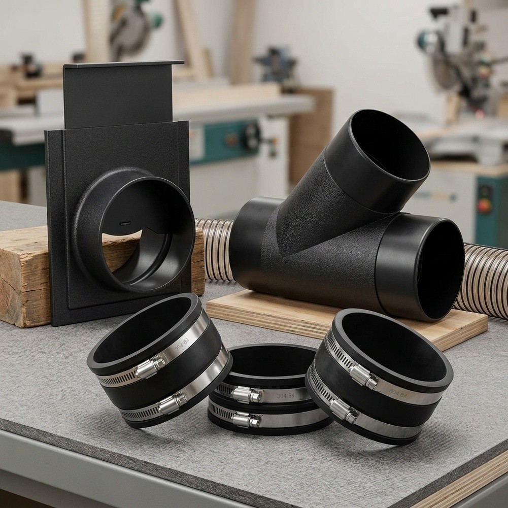 5 Piece Dust Fitting Kit for Table Saws and Other Woodworking Equipment