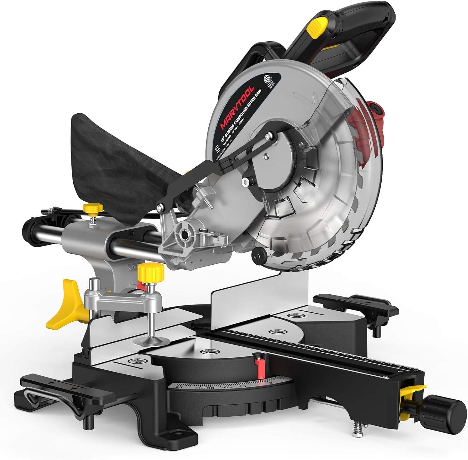 10-Inch Sliding Compound Miter Saw, 5000RPM, 15 Amp, Single Bevel 0-45° with Ext
