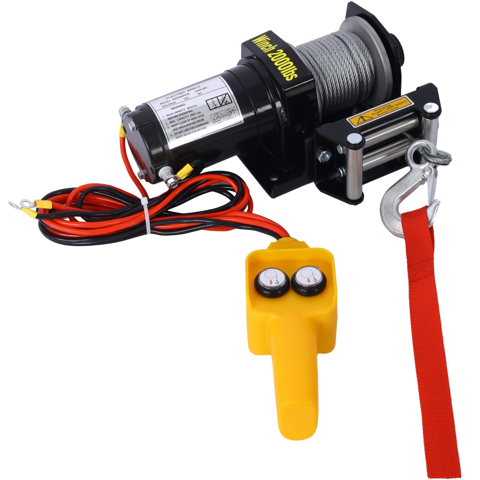 2000 lb 12V ATV UTV Electric Winch, Off-Road Waterproof Steel Cable