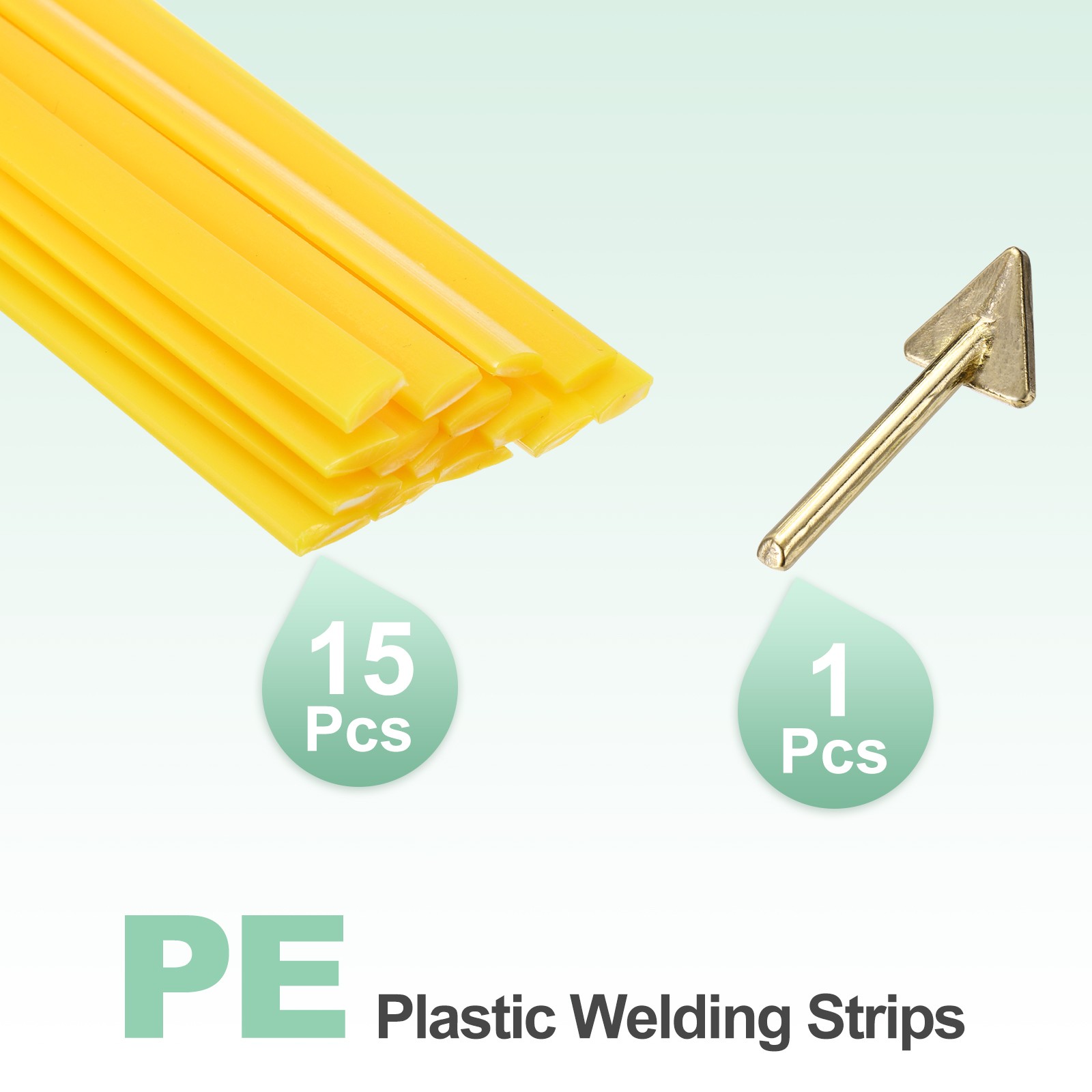 15 Pcs 8 Inch Plastic Welding Rods, 9.5mm x 200mm PE Welding Strip, Yellow
