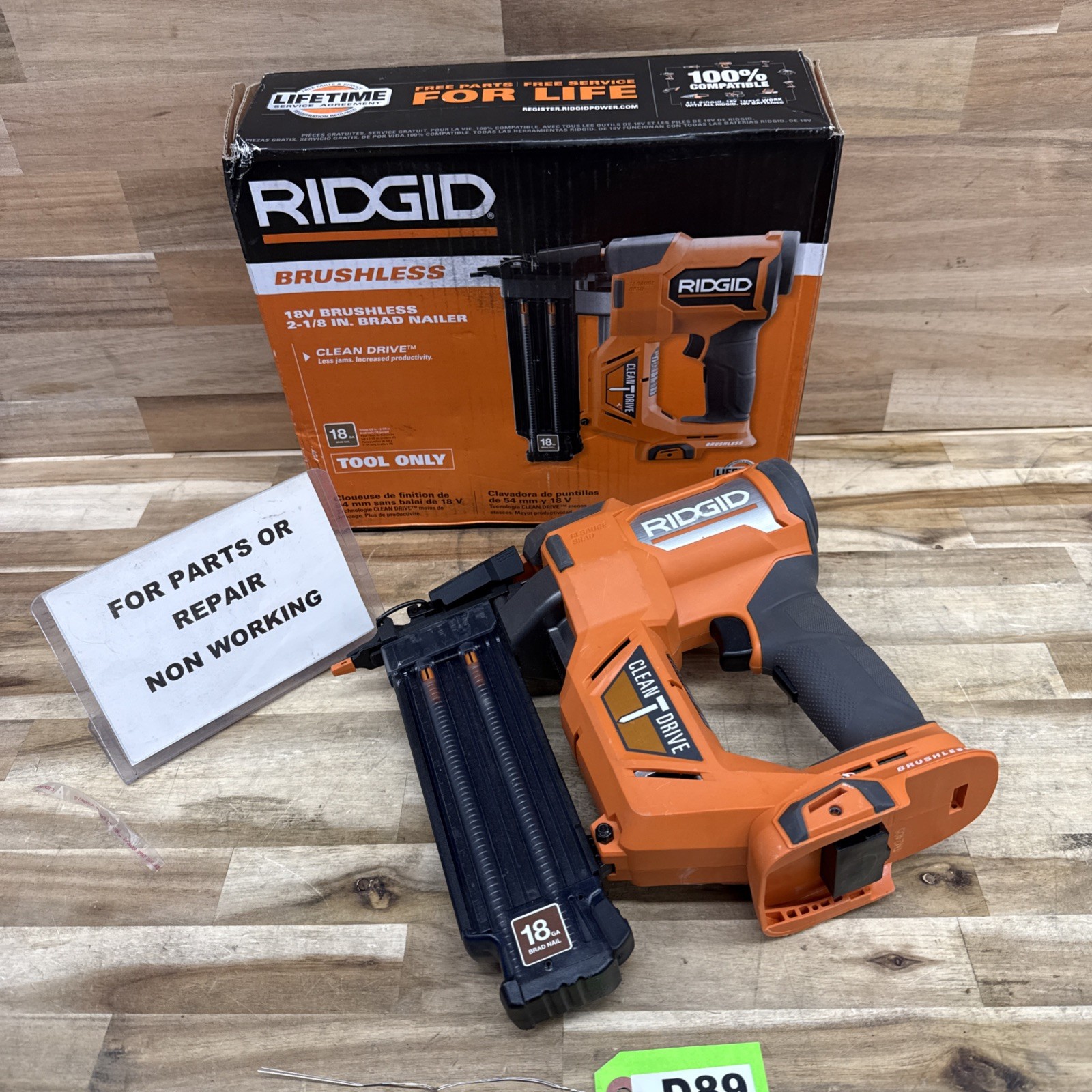 FOR REPAIR RIDGID 18V 18 Gauge 4Ah Brushless Brad Nailer – Orange (R09891) D89