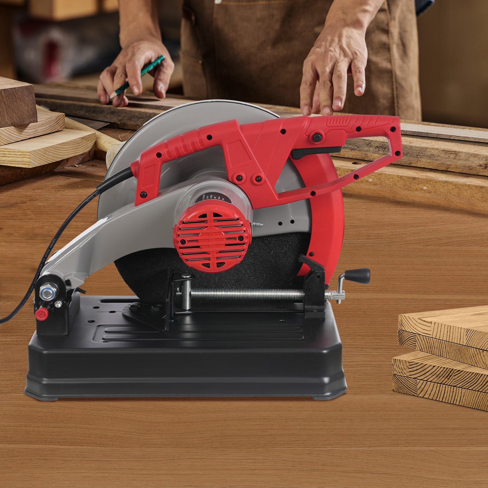 0-45° Adjustable Cutting Saw, 14in Blade Chop Saw Cutting Machine for Wood&Metal