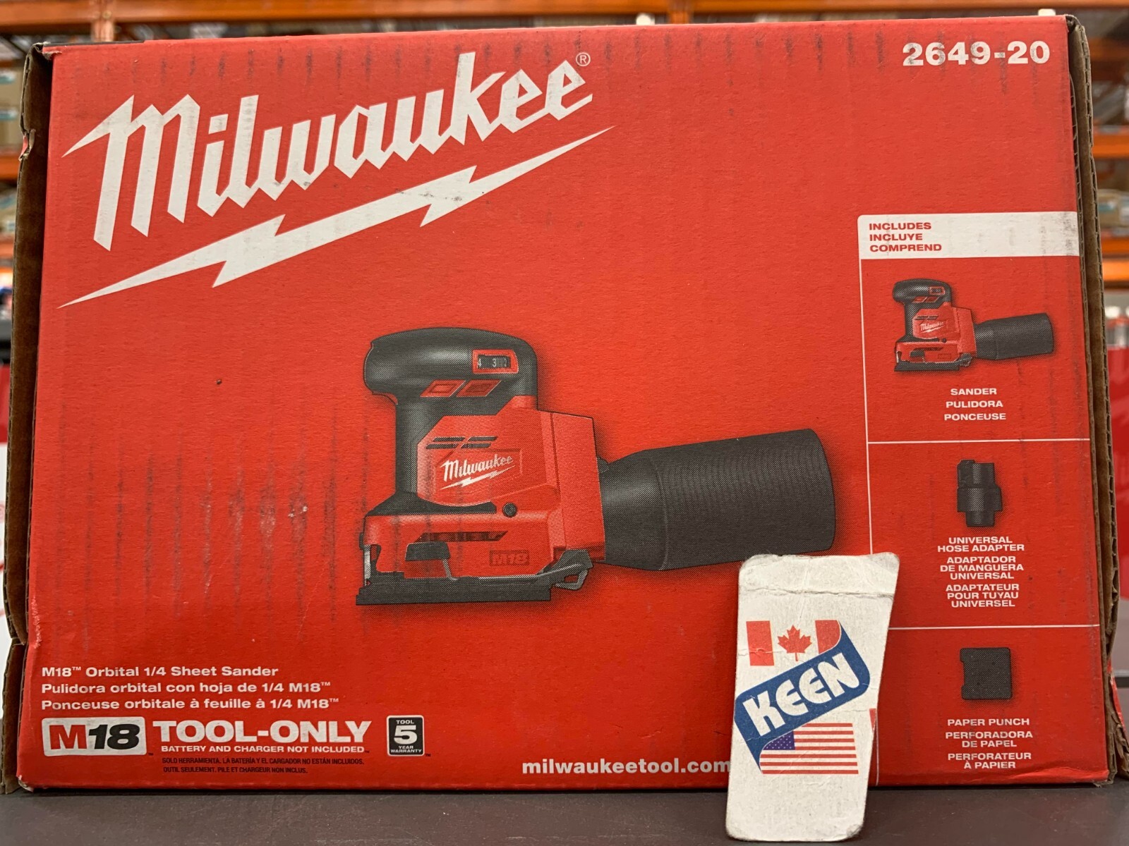 Milwaukee CANADA 18V Li-Ion Cordless Orbital 1/4 Sheet Sander (Tool Only)