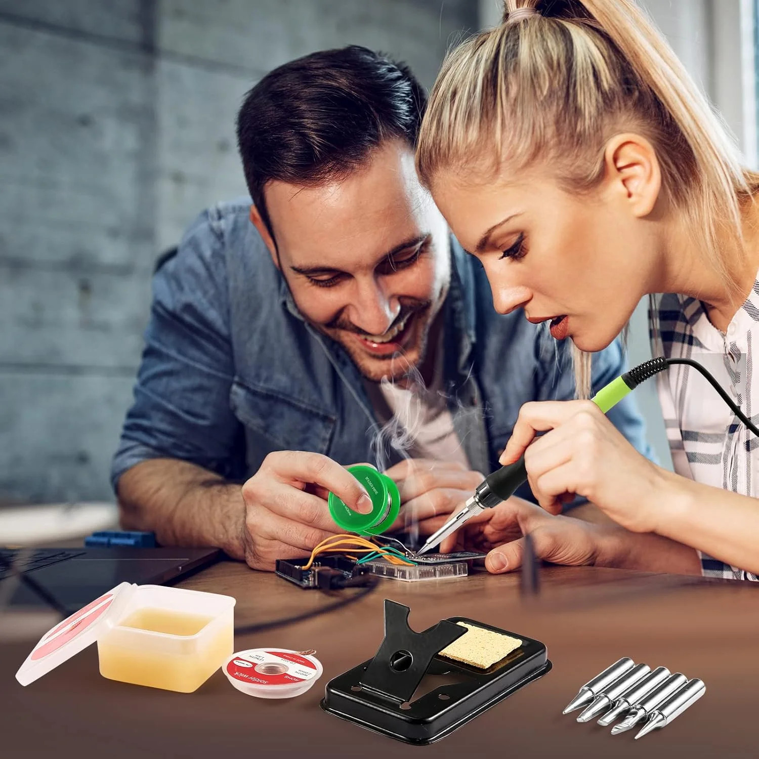 Soldering Iron Kit, 100W LED Digital Solder Gun kits with Ceramic Heater, Adjust