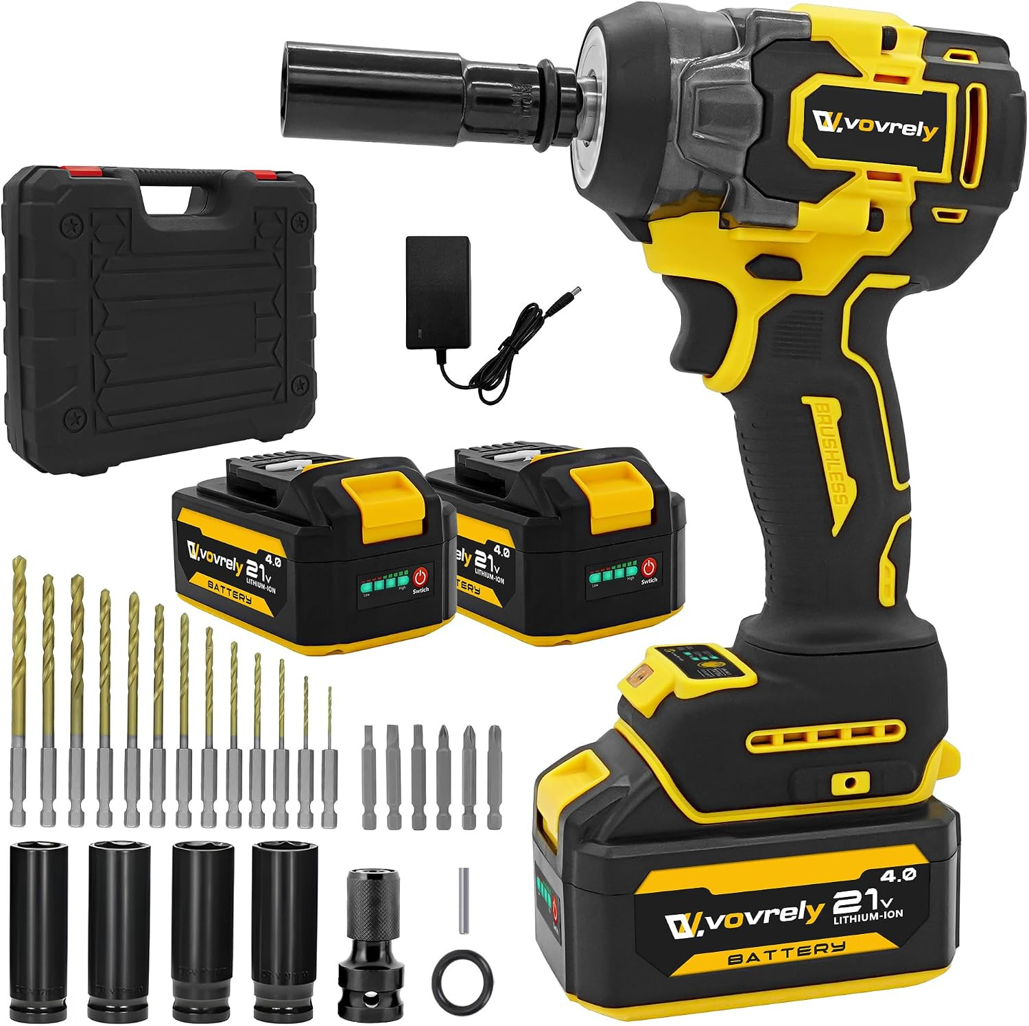 Cordless Impact Wrench 480 Ft-Lbs(650N.M) High Torque 1/2 Inch, 3300RPM Brushles