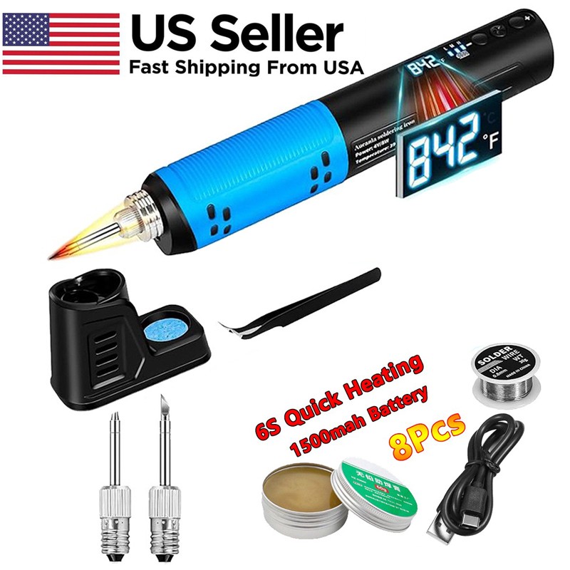 Cordless Soldering Iron Kit LED Display Portable Soldering Tools 392°F to 842°F