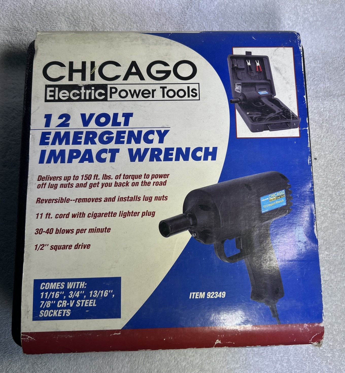 Chicago Electric Emergency 12 Volt Impact Wrench 1/2 Inc.