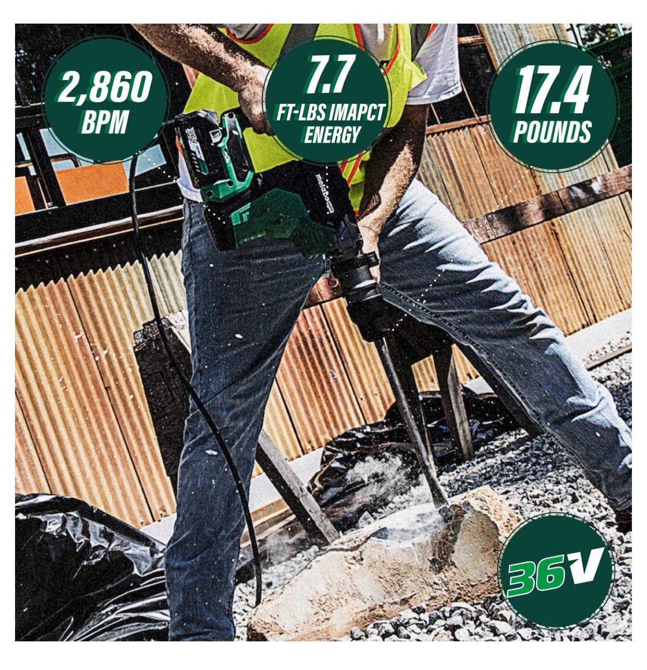 Metabo HPT MultiVolt DH36DMAQ2M 1-9/16” 36V Hybrid Rotary Hammer Drill TOOL ONLY