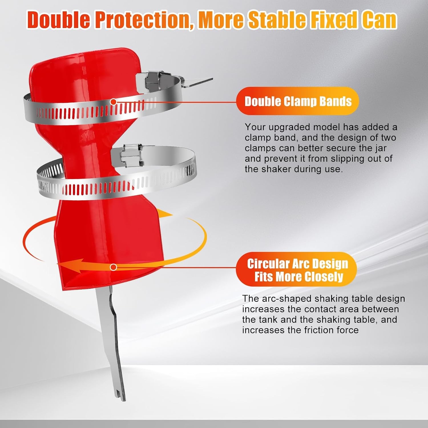 Red Reciprocating Saw Shaker with Double Clamp Design for Spray Paint Cans