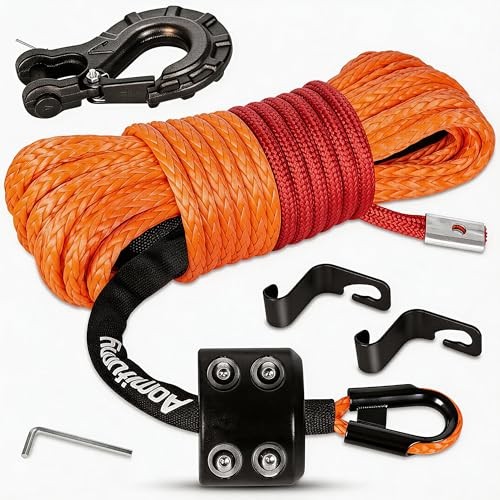 Synthetic Winch Rope,1/4&Prime; x 50 ft 10000Lbs Winch Rope Line, Synthetic Winch