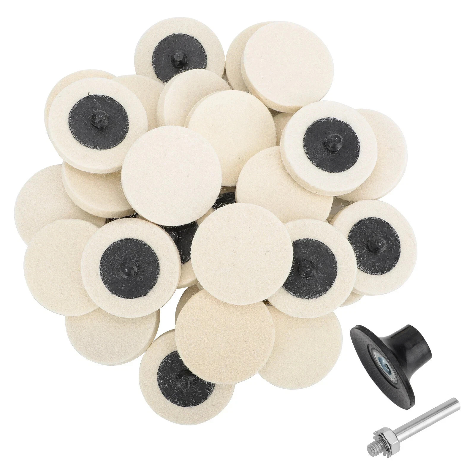 30 Pcs 2 Inch Wool Disc Polishing Buffing Pads Wheels Pad Holder with 1/4&Prime; Shank