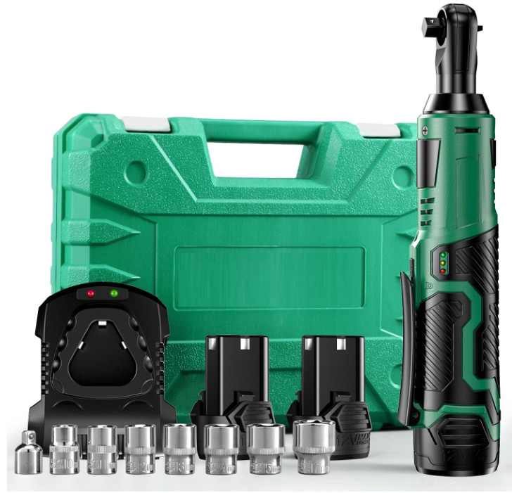 Llave de Carraca Eléctrica 12V 3/8&Prime; 40 lb-pie con 2 Baterías y 7 Vasos