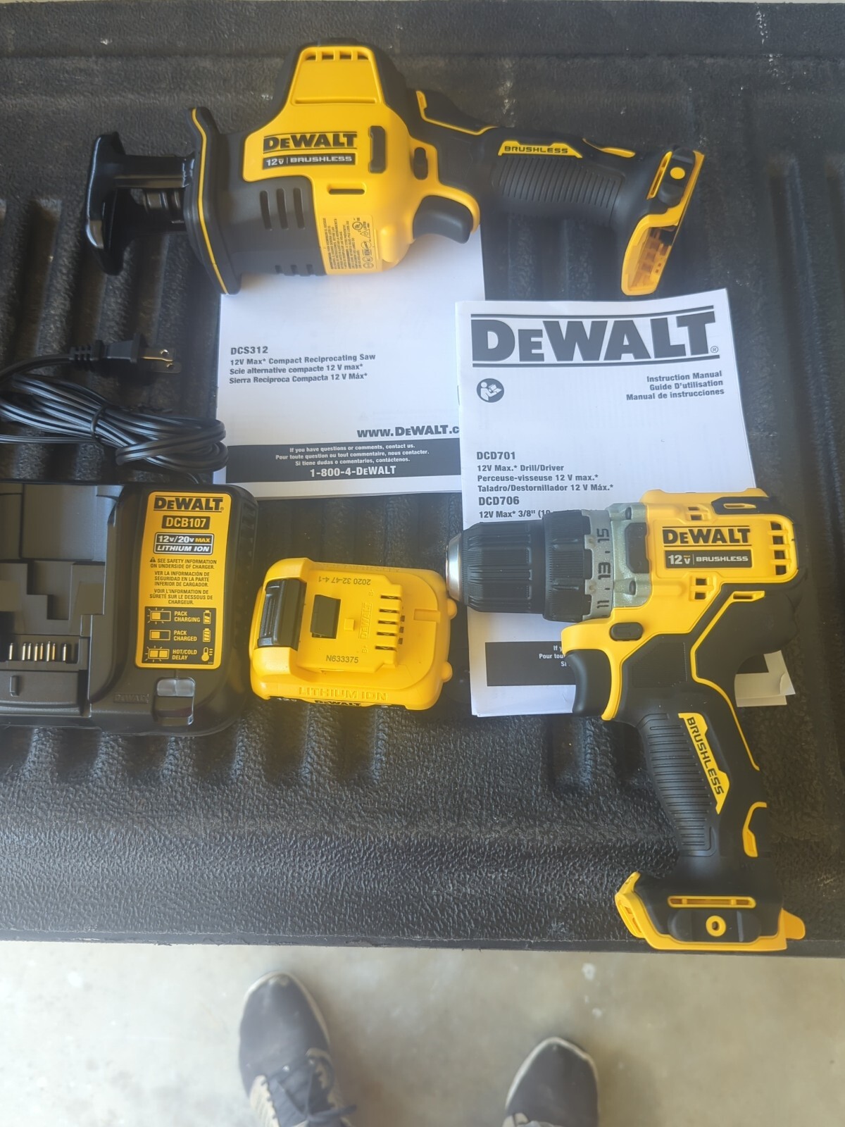 DEWALT 2pc Kit DCD701F2 Drill Driver 12V and DCS312 Saw W/ charger and 1 Batt.