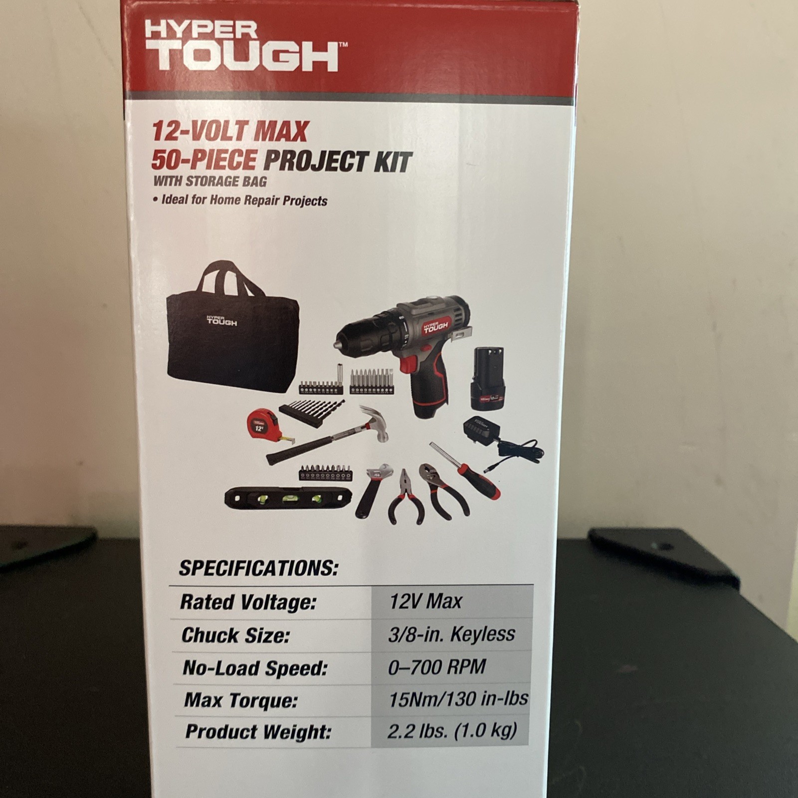 Hyper Tough 12-Volt Max 50-Piece Project Kit With Storage Bag, 3/8&Prime; Keyless 15Nm