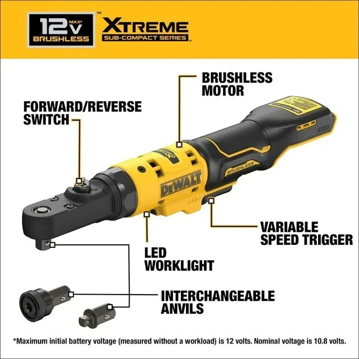 *✅NEW✅* DCF500B DeWalt XTREME 12V MAX* Brushless Cordless 3/8 Inch and 1/4 Inch