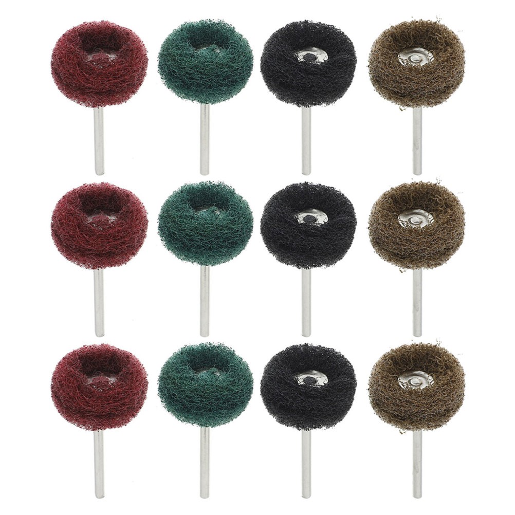 24 Pcs Abrasive Nylon Buffing Wheels 3 mm Shaft Polishing Pads for Rotary Tools
