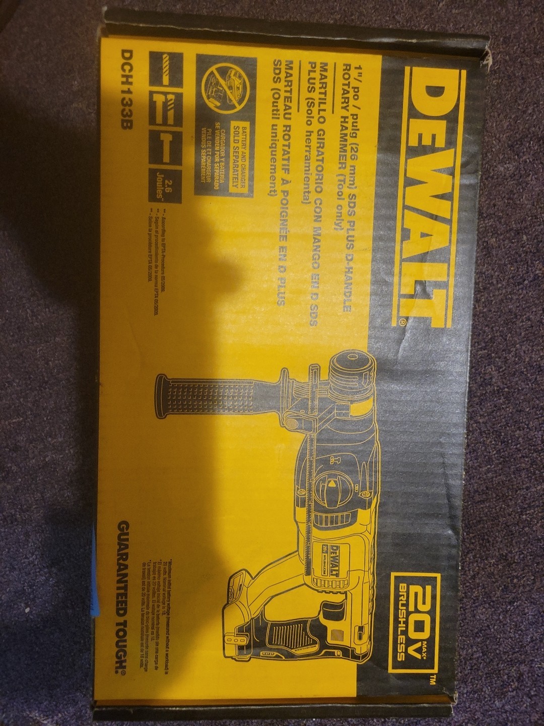 DeWALT DCH133B 20V Max 1” SDS Plus D-Handle Rotary Hammer – NEW! – FREE SHIP!!!