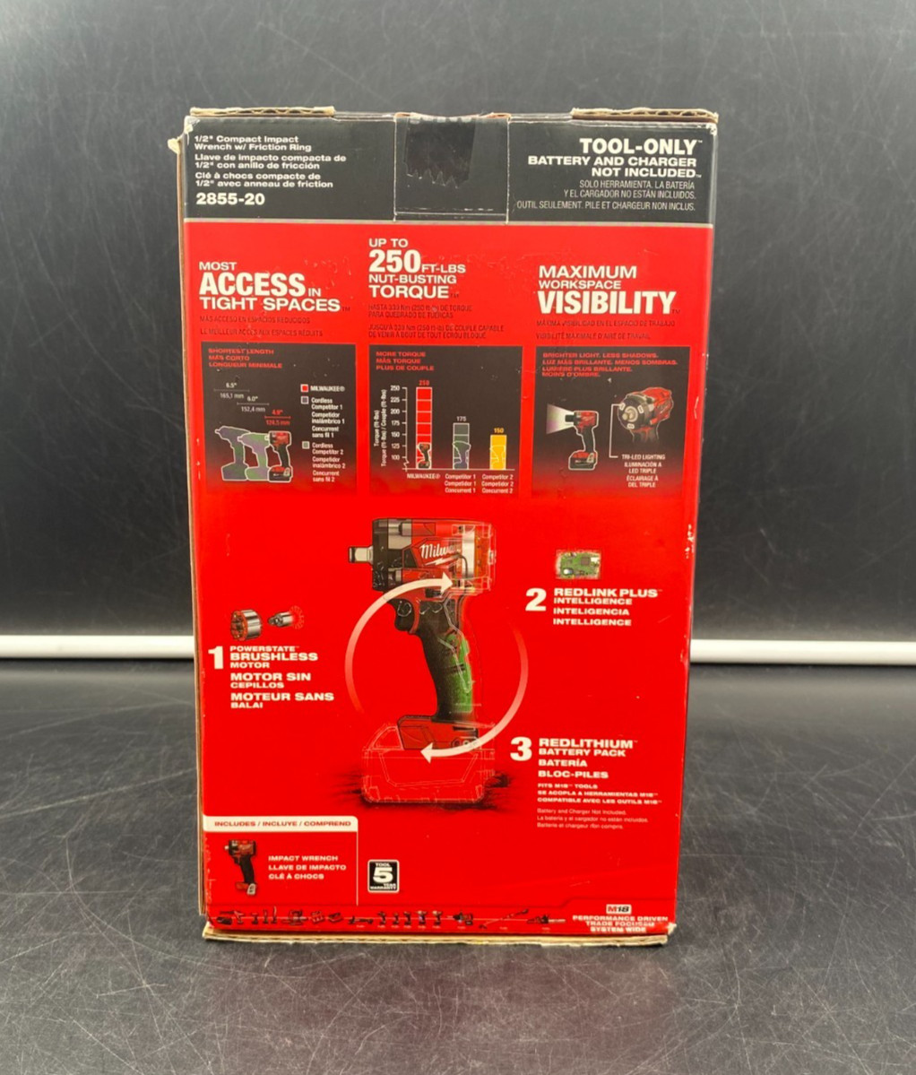 Milwaukee 2855-20 M18 Fuel 1/2&Prime; Compact Impact Wrench w/ Friction Ring – NEW