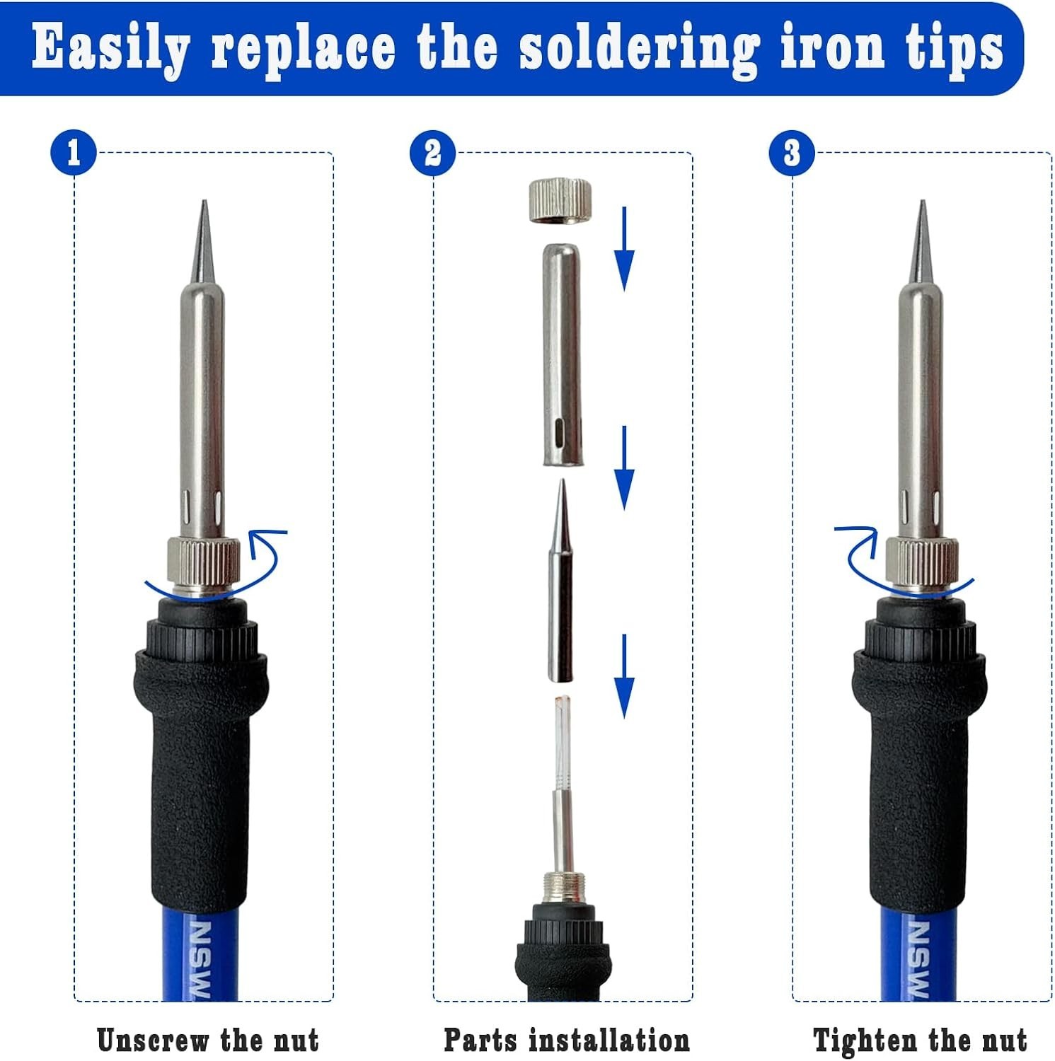 60W Adjustable Temperature Soldering Iron 200-450°C for Precision Repairs