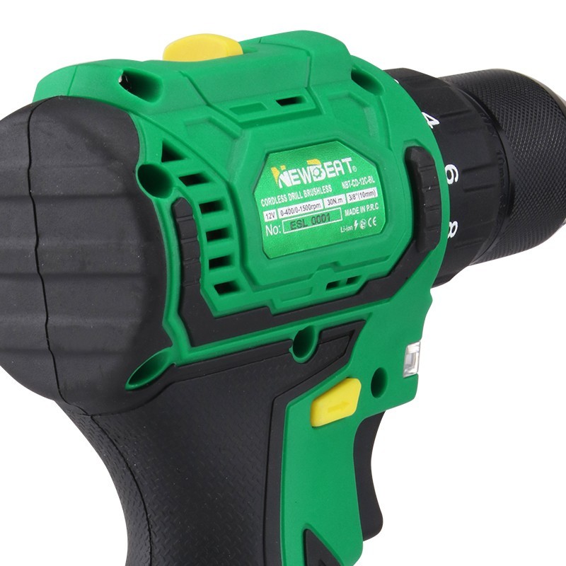 Heavy Duty Brushless Drill 12V 2 Batteries 35N.m Torque 2-Speed Workshop