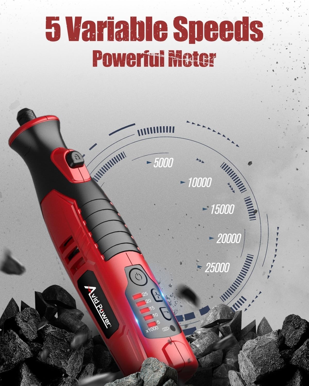 Cordless Dog Nail Grinder 5 Speeds 4 LED Lights