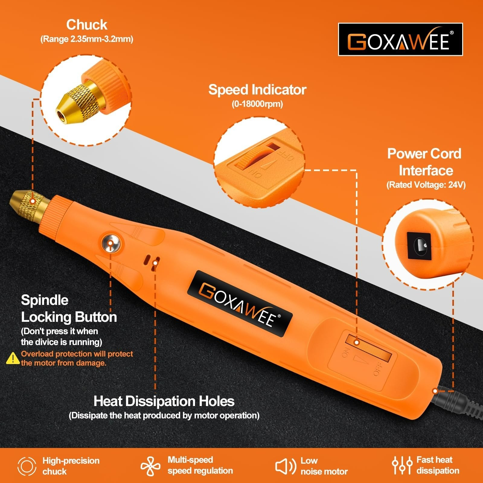 GOXAWEE Mini Corded Rotary Tool Kit, 105Pcs Electric Grinder Set