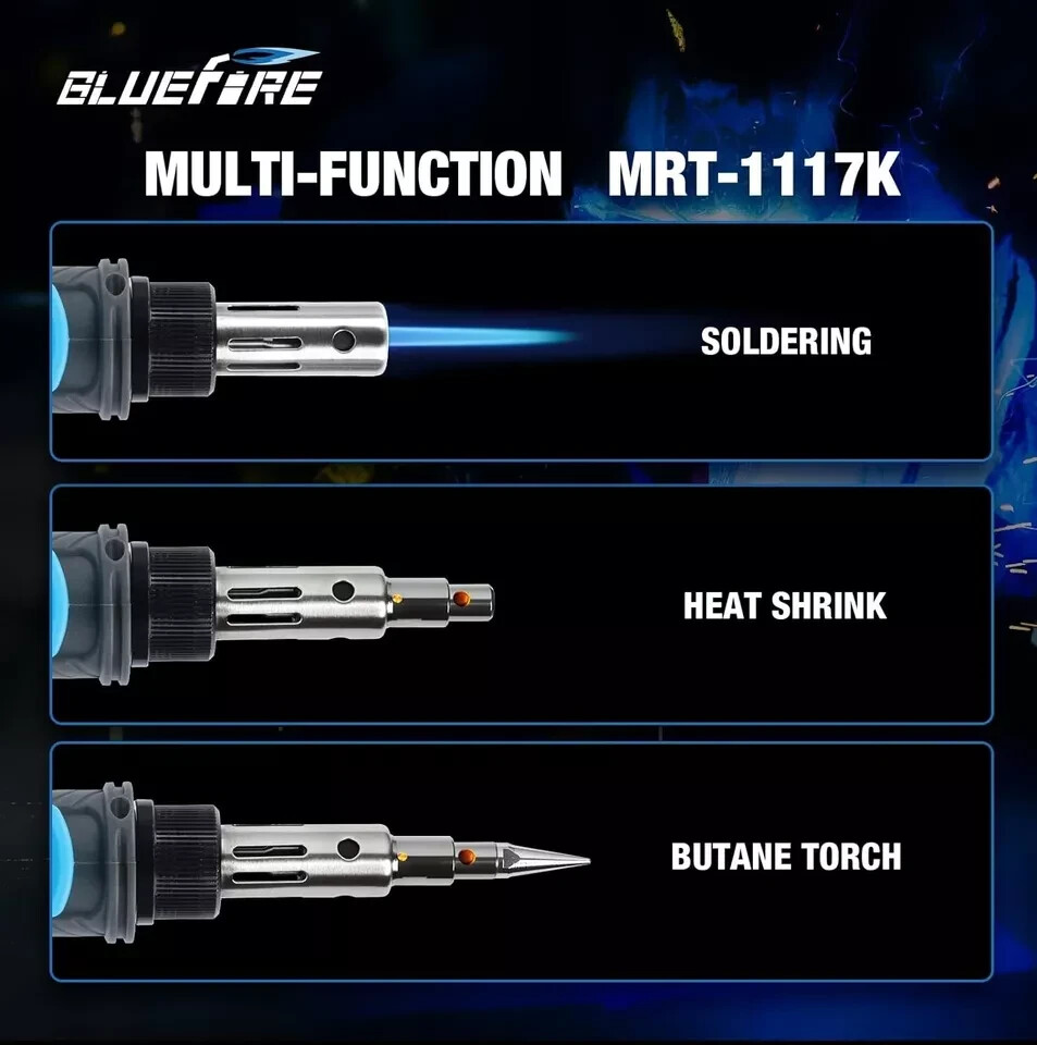 BLUEFIRE Mini Torch Cordless Butane Soldering Iron Kit Portable Rechargeable