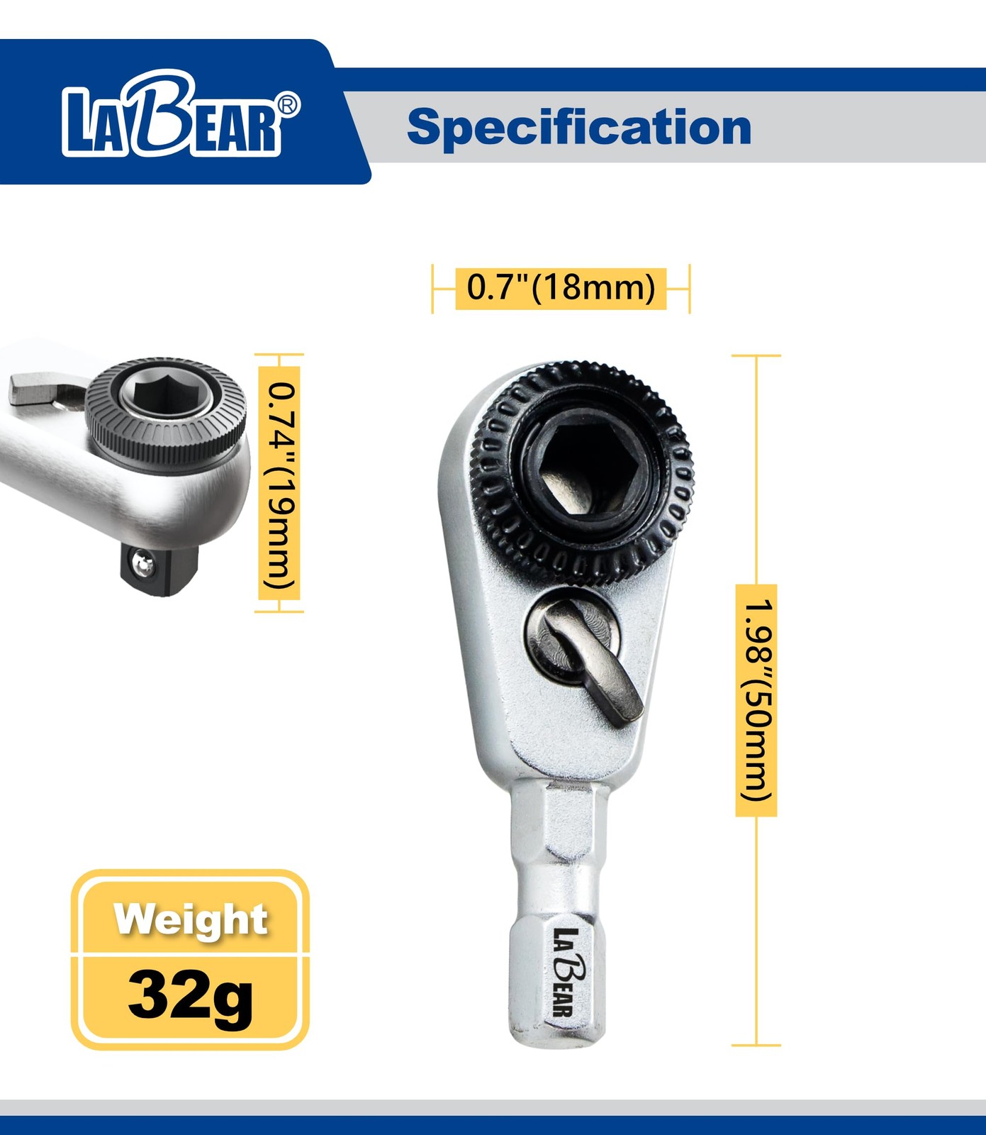 2-in-1 Mini Ratchet Wrench Adapter, Magnetic 1/4&Prime; Hex Bit Holder & 1/4&Prime; Drive…