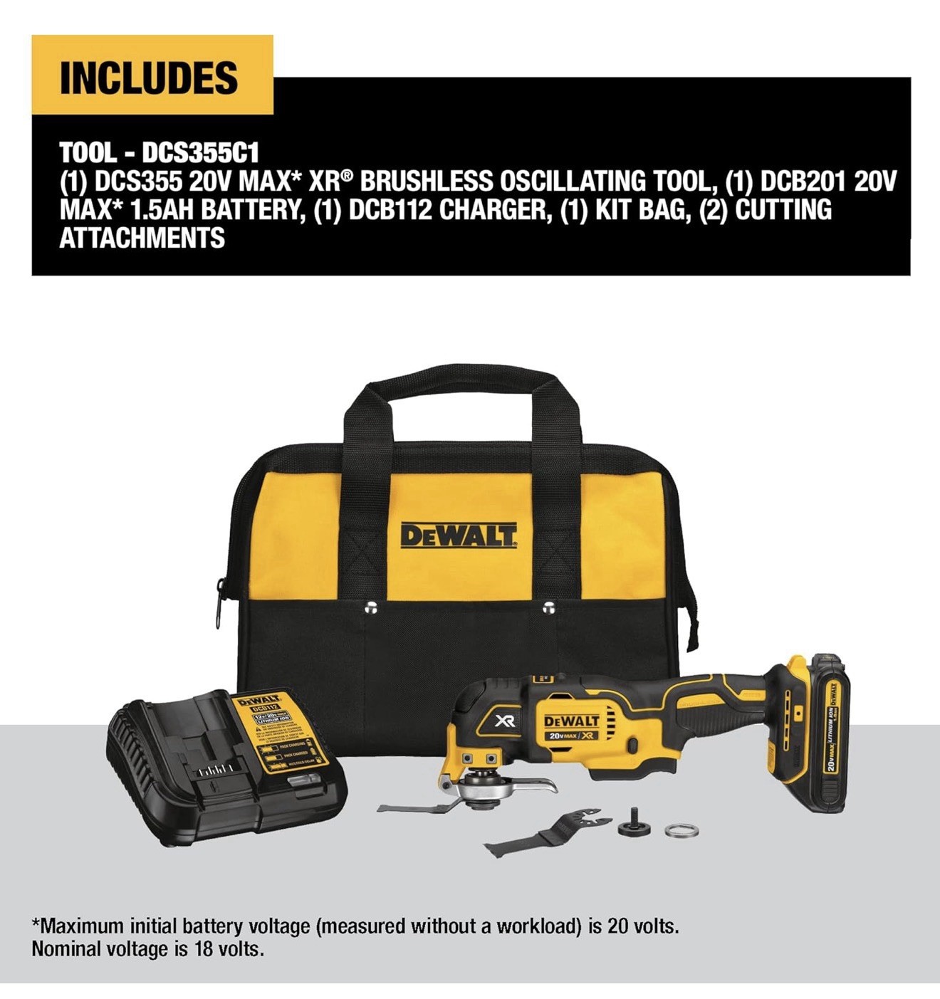 NEW DeWALT DCS356C1 20V MAX XR Brushless Oscillating Multi-Tool Kit