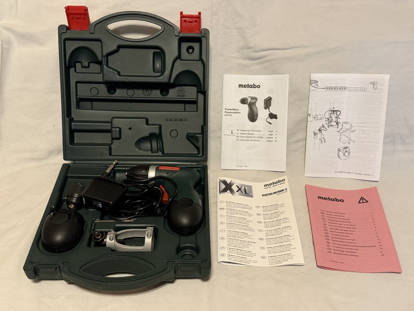 Metabo PowerMaxx Cordless Drill 4.8 V w/ Case + 2 Batteries READ