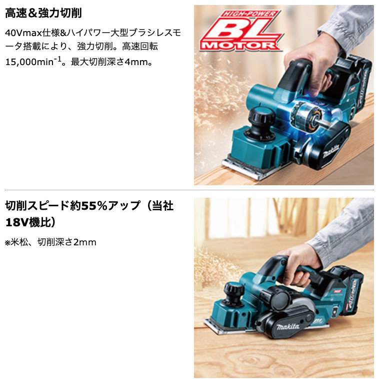 Makita 82X4mm 40V Brushless 15.000Rpm Electric Wood Planer KP001GZ Body Only