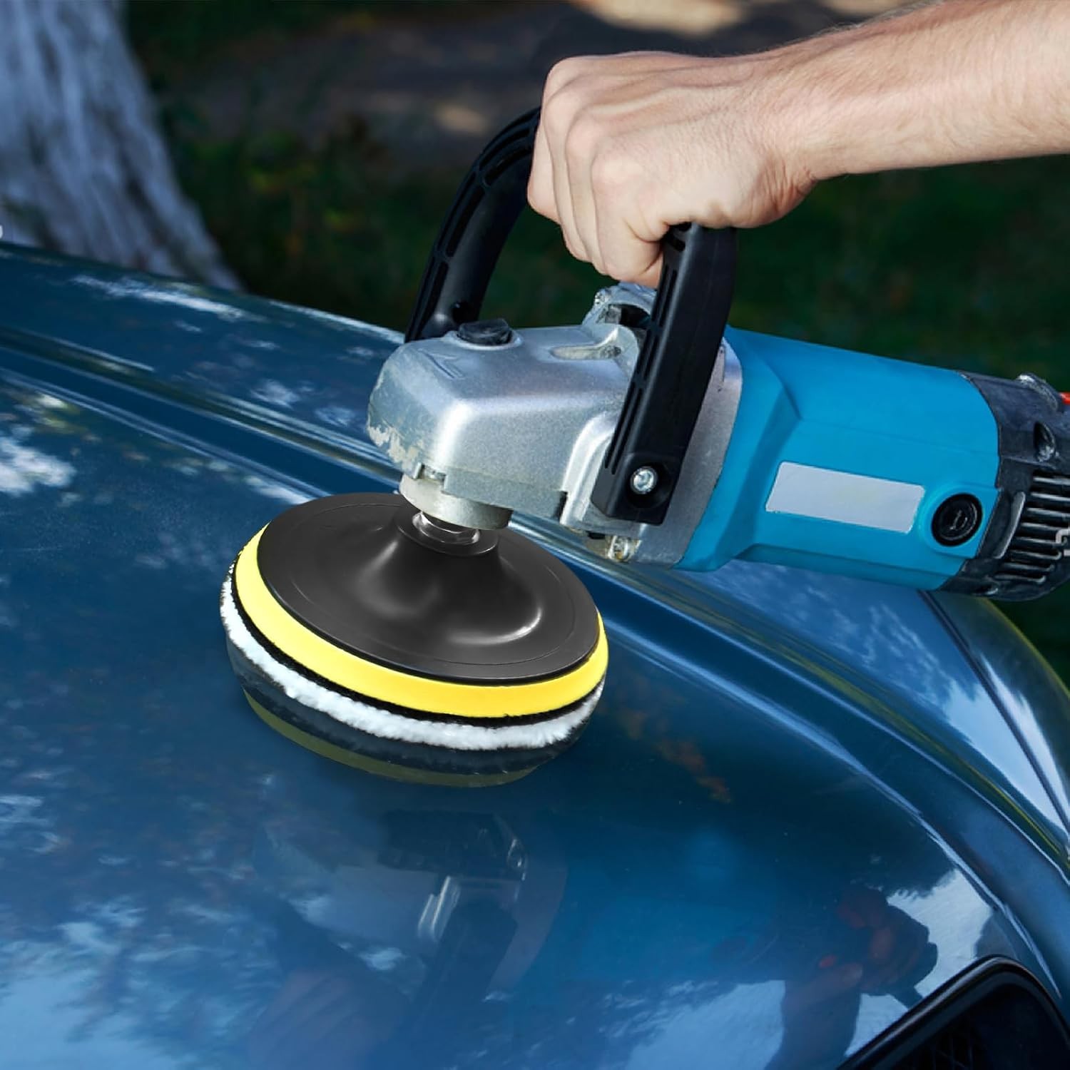 7Pcs 3&Prime; Wool Polishing Buffing Pad Kit Car Buffer Drill Attachment M10 Adapter