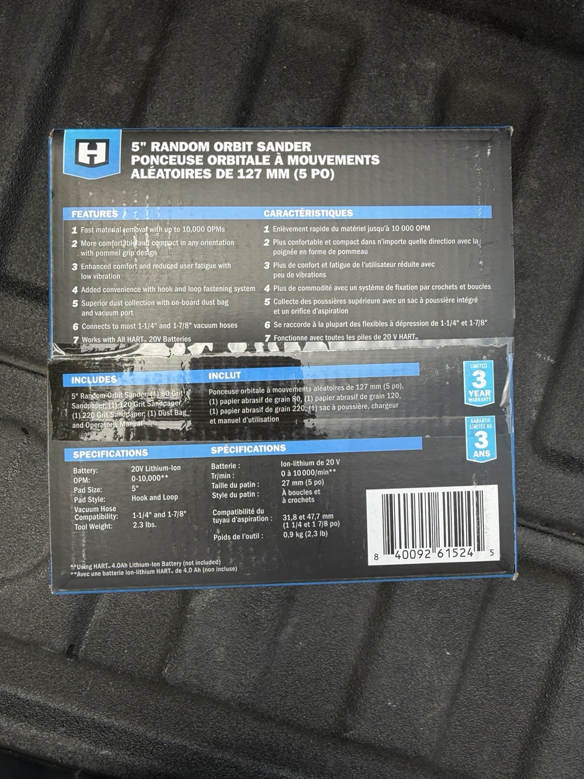HART HPSD01 20V 5&Prime; Random Orbit Sander BRAND NEW. TOOL ONLY