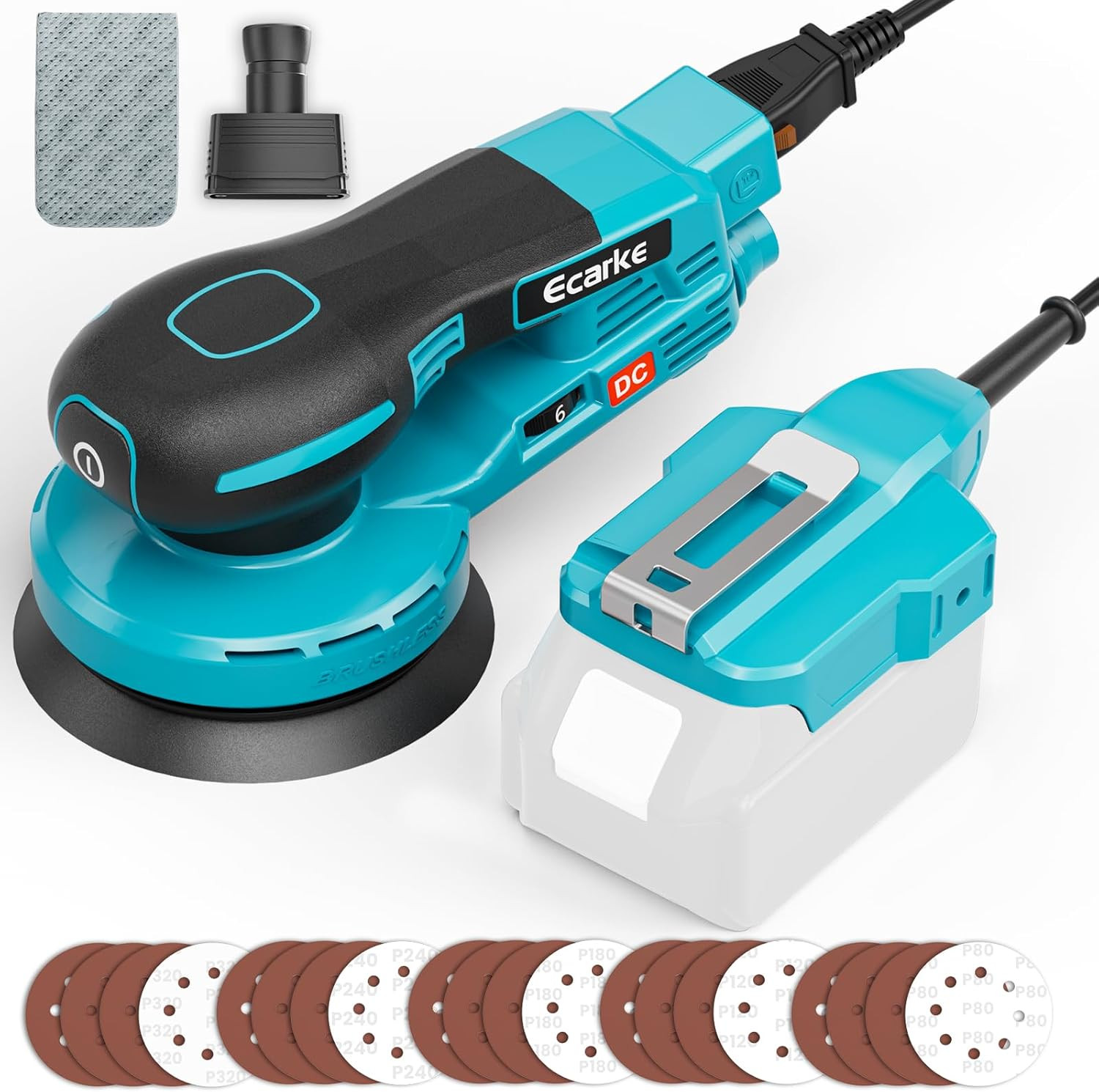 5-Inch Random Orbital Sander Compatible with Makita 18V Battery, 350W Brushless