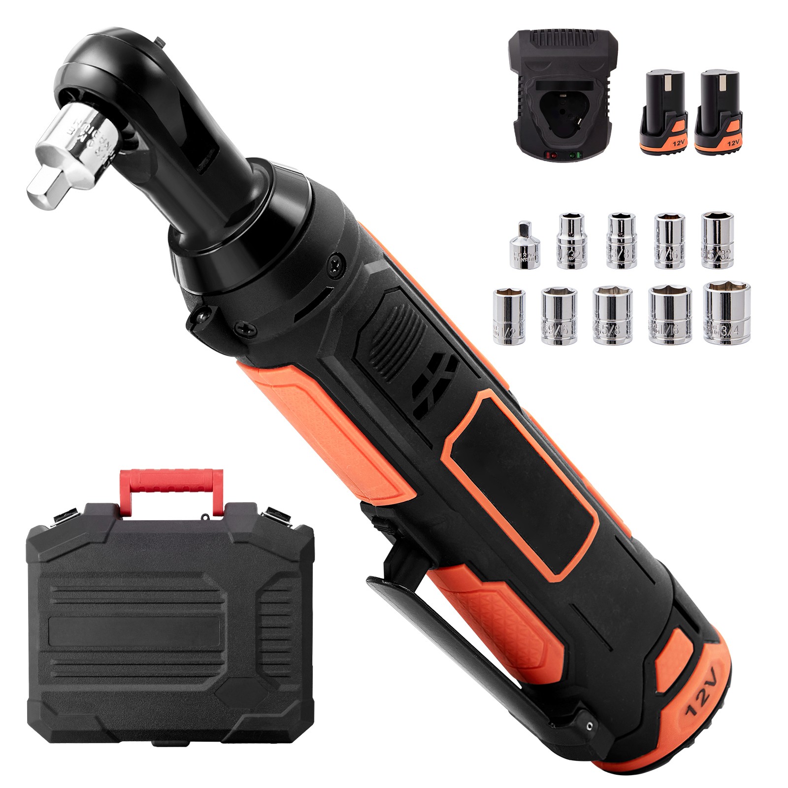 Uimoso Cordless Electric Ratchet Wrench Cordless Ratchet 3/8&Prime; 12V 2 Batteries