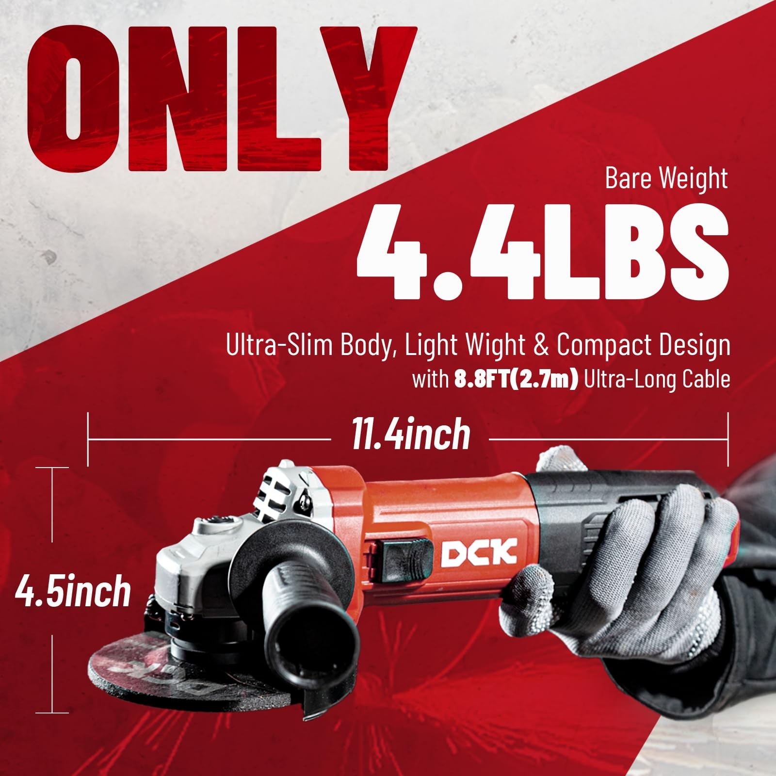 Powerful 9.0Amp Electric Angle Grinder 4.5&Prime; Tool, 11800 RPM, 6 Discs, Safety Gua