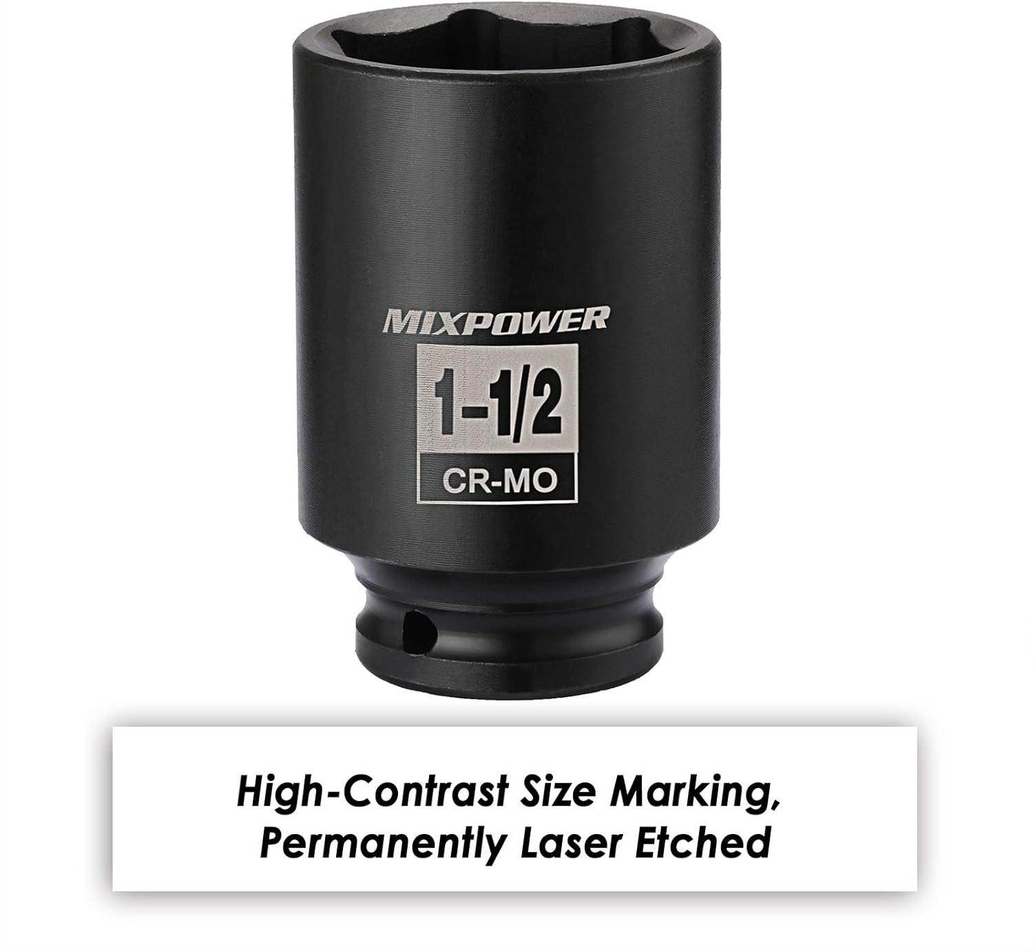 MIXPOWER 1/2 Inch Drive Deep Impact Socket 1-1/2 Inch SAE, CR-MO, 6PT,Axle Nut
