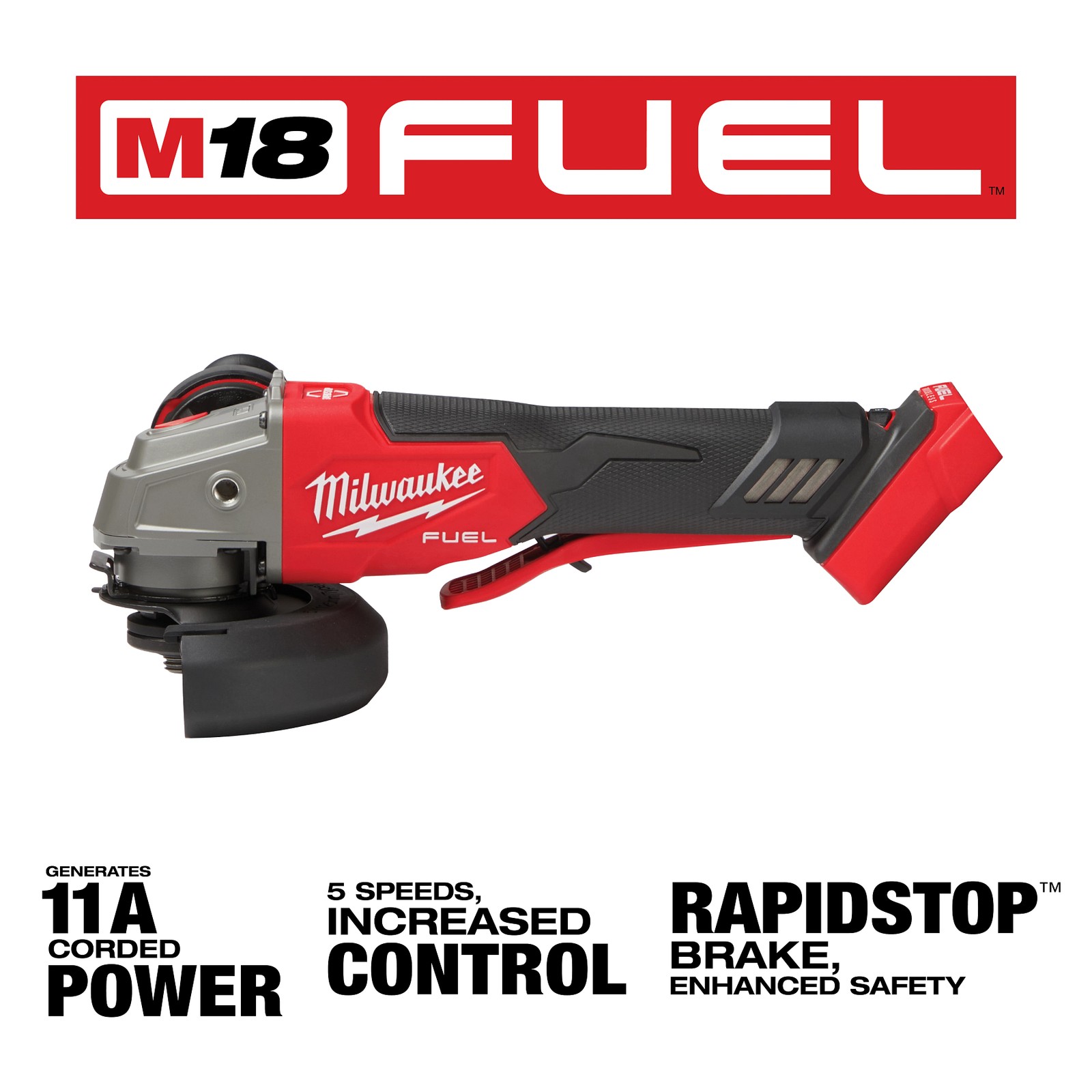 Milwaukee Tool 2888-20 M18 FUEL 4-1/2&Prime; / 5&Prime; Variable Speed Grinder Tool Only