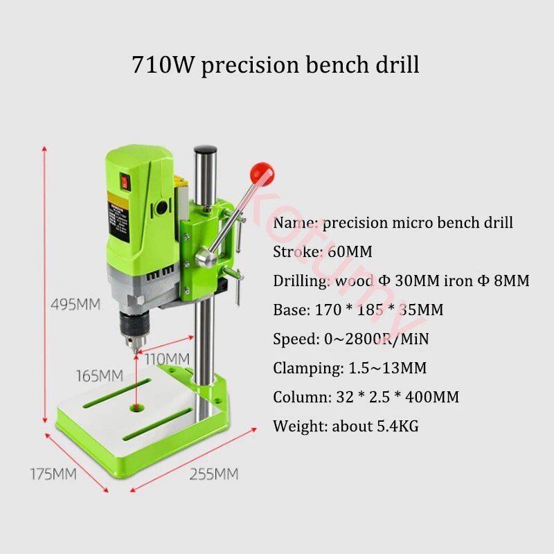 Electric Mini Drilling Machine Adjustable Speed Woodworking Bench Drill