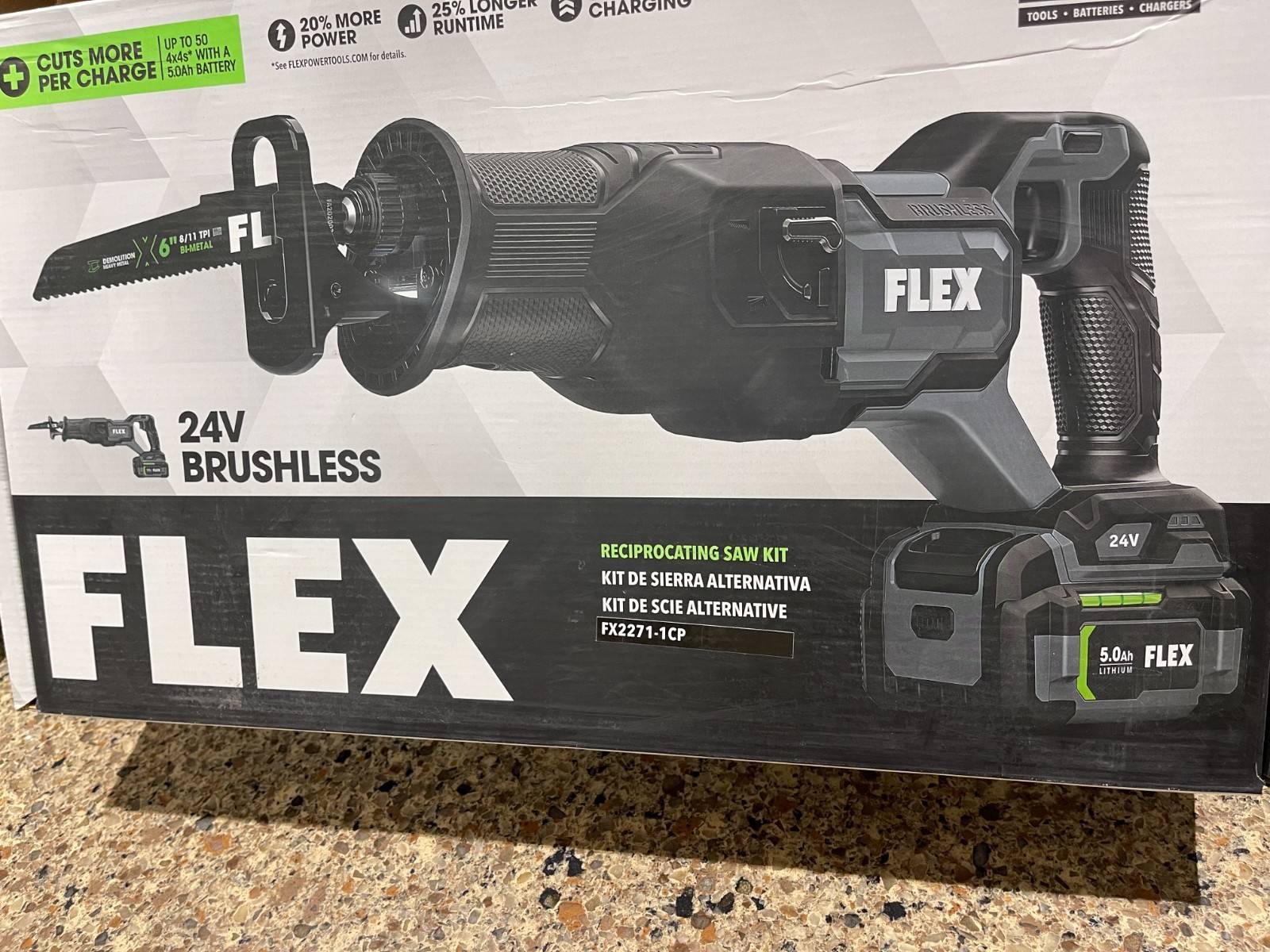 FLEX 24v Variable Speed Reciprocating Saw Kit w/Battery,Charger & Bag FX2271-1CP