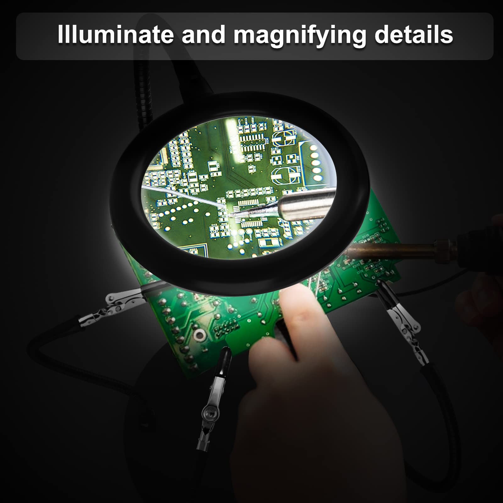 XYK Helping Hands Soldering Station with 3X Magnifying Glass with light 4