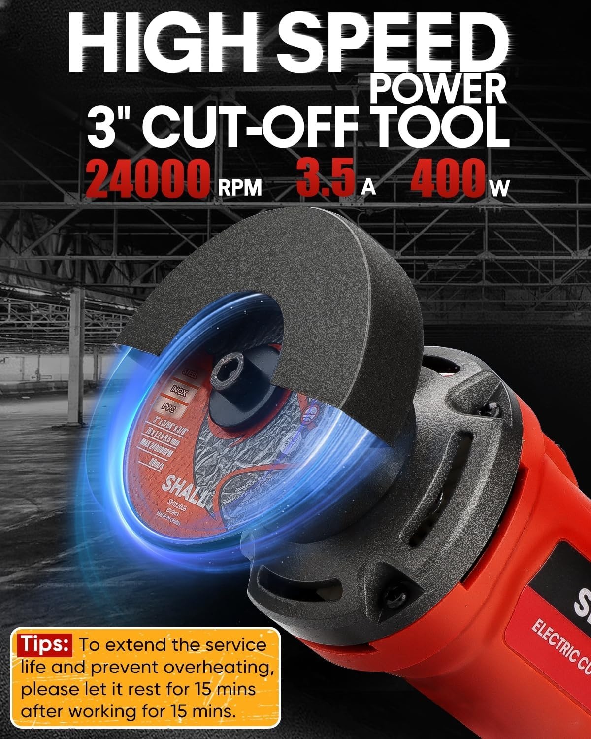 Versatile 3 Inch High-Speed Metal Cutter with Double Insulation Safety Tech