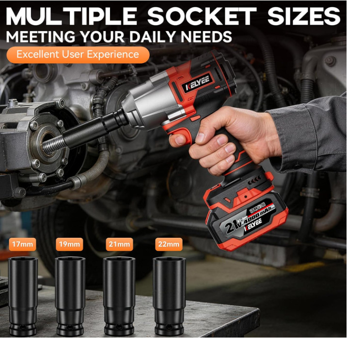 Llave de Impacto Inalámbrica 1/2&Prime; 1350Nm 21V con 2 Baterías. Nuevo
