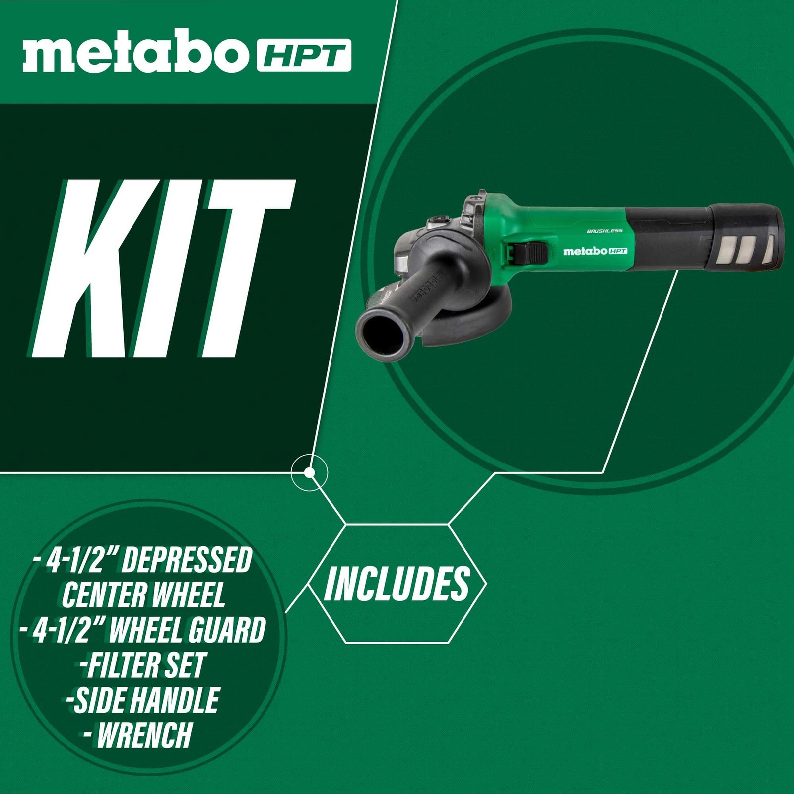 Angle Grinder | 4-1/2-Inch | 12 Amp | AC Brushless Motor | Variable Speed | 3-Po