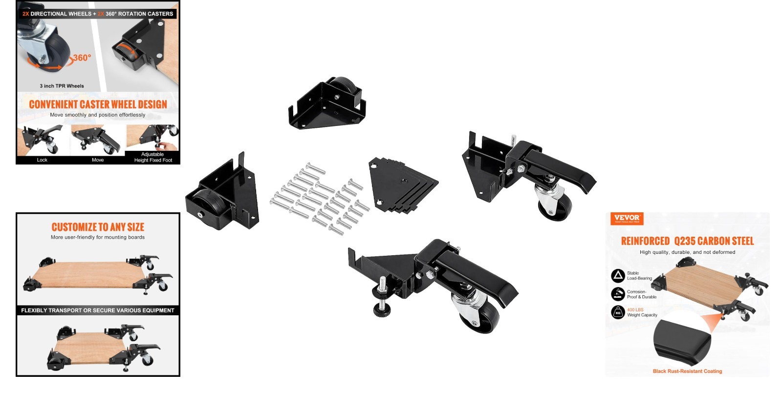 Vevor Mobile Base 400 Lb Adjustable Universal Stand With Swivel Wheels