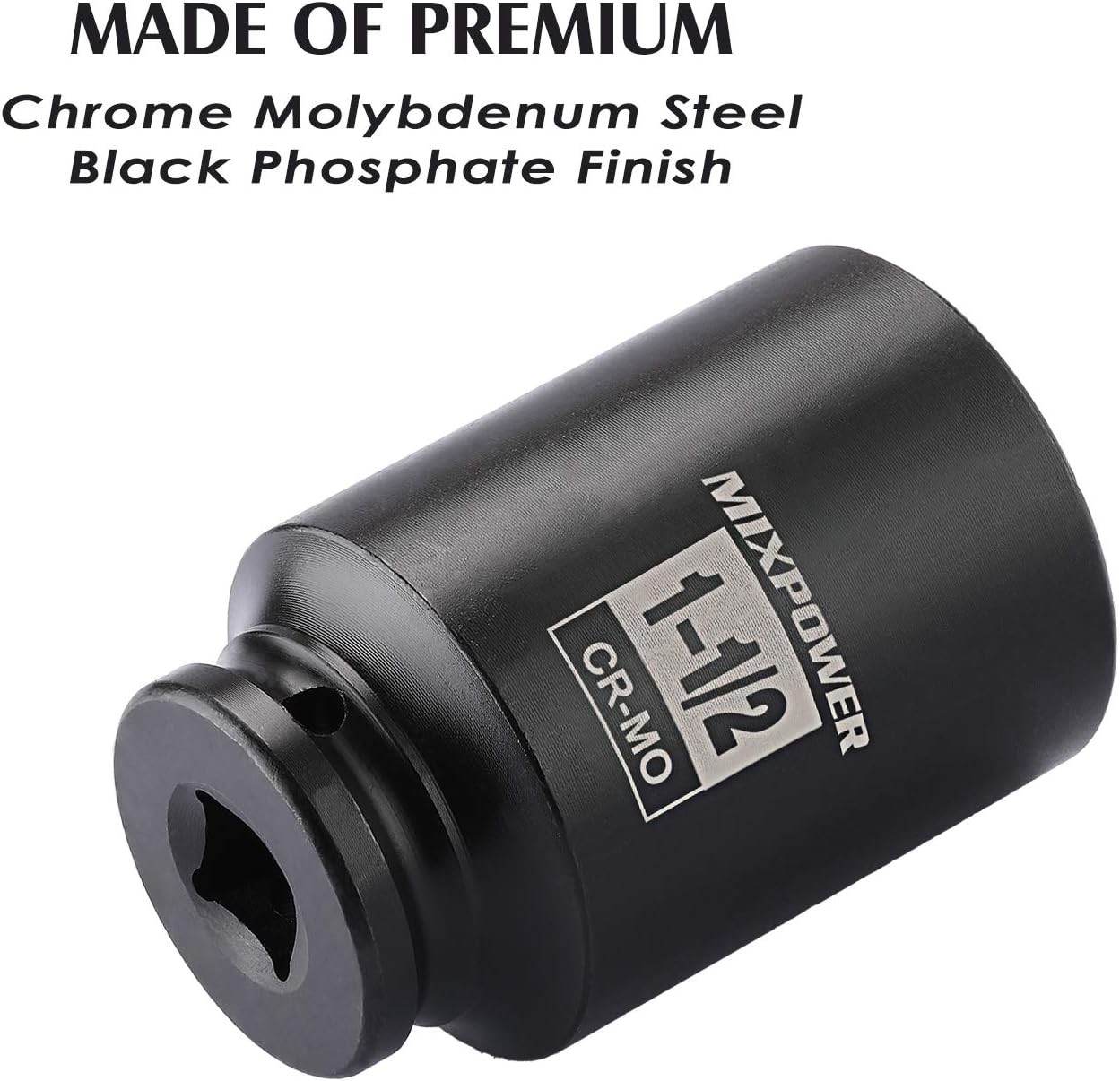 MIXPOWER 1/2 Inch Drive Deep Impact Socket 1-1/2 Inch SAE, CR-MO, 6PT,Axle Nut
