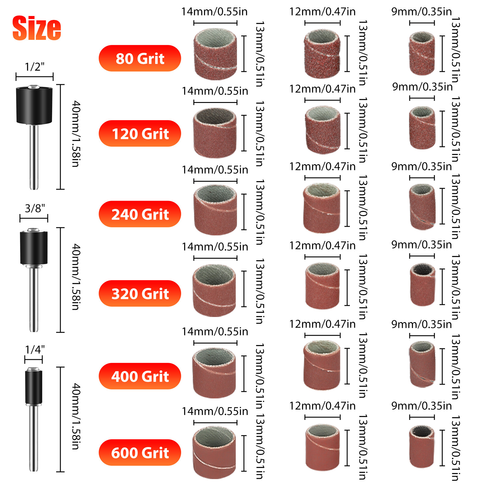 384x Sander Sanding Band Sleeve Drum Mandrels for Dremel Accessories Rotary Tool