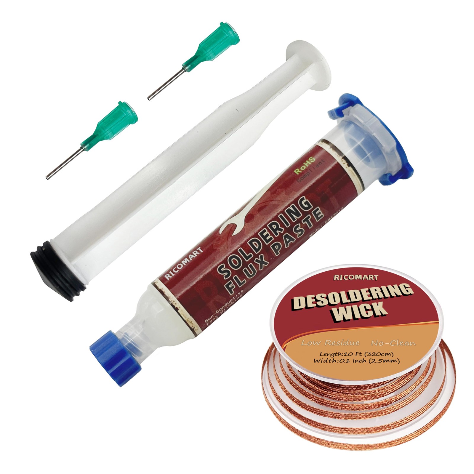 Desoldering Wick and No-Clean Soldering Flux Paste for Electronics, Solder Re…